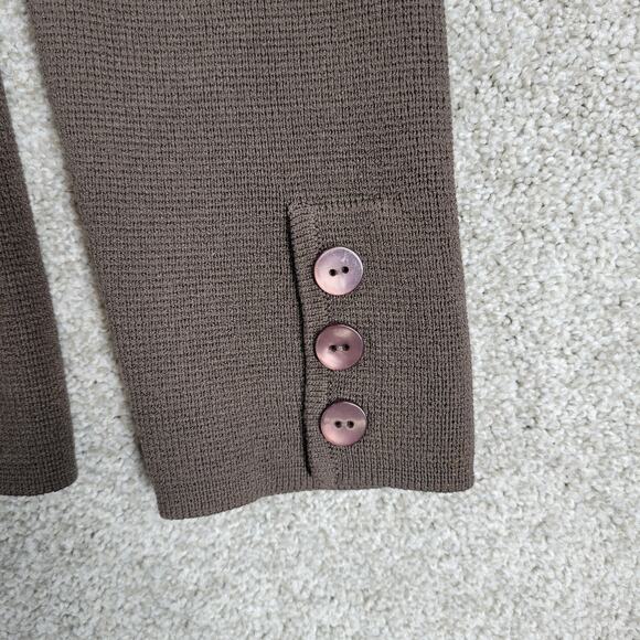 Talbots Silk Cardigan Womens M Brown Knit Button Down Faux Pockets Sweater - Picture 9 of 16